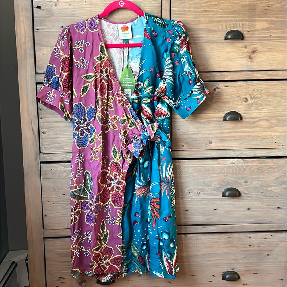 FARM Rio Multicolor Floral Wrap Dress